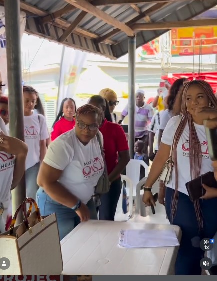 Foundation volunteers preparing an outreach point
